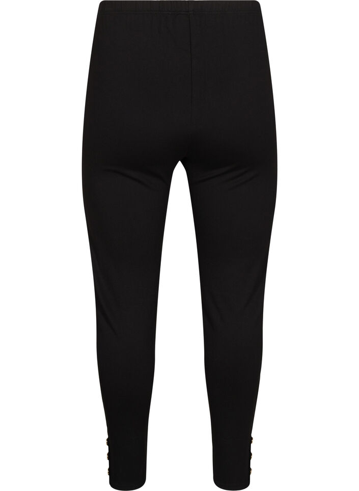 Leggings i viskos med knappdetaljer, Svart, Packshot image number 1
