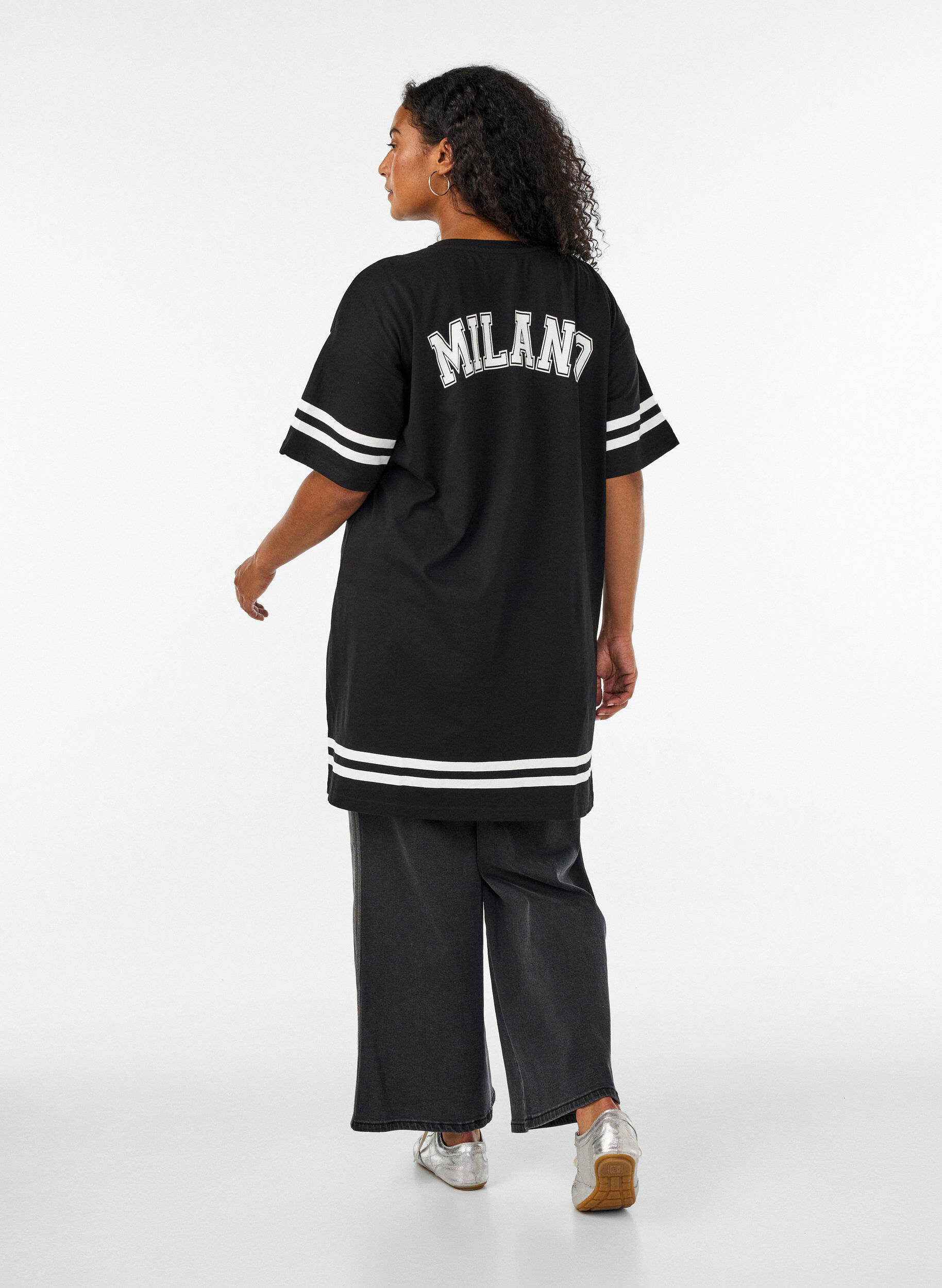 ZizziKort t-shirtkl&auml;nning med sportiga detaljer, Svart, Model image number 2