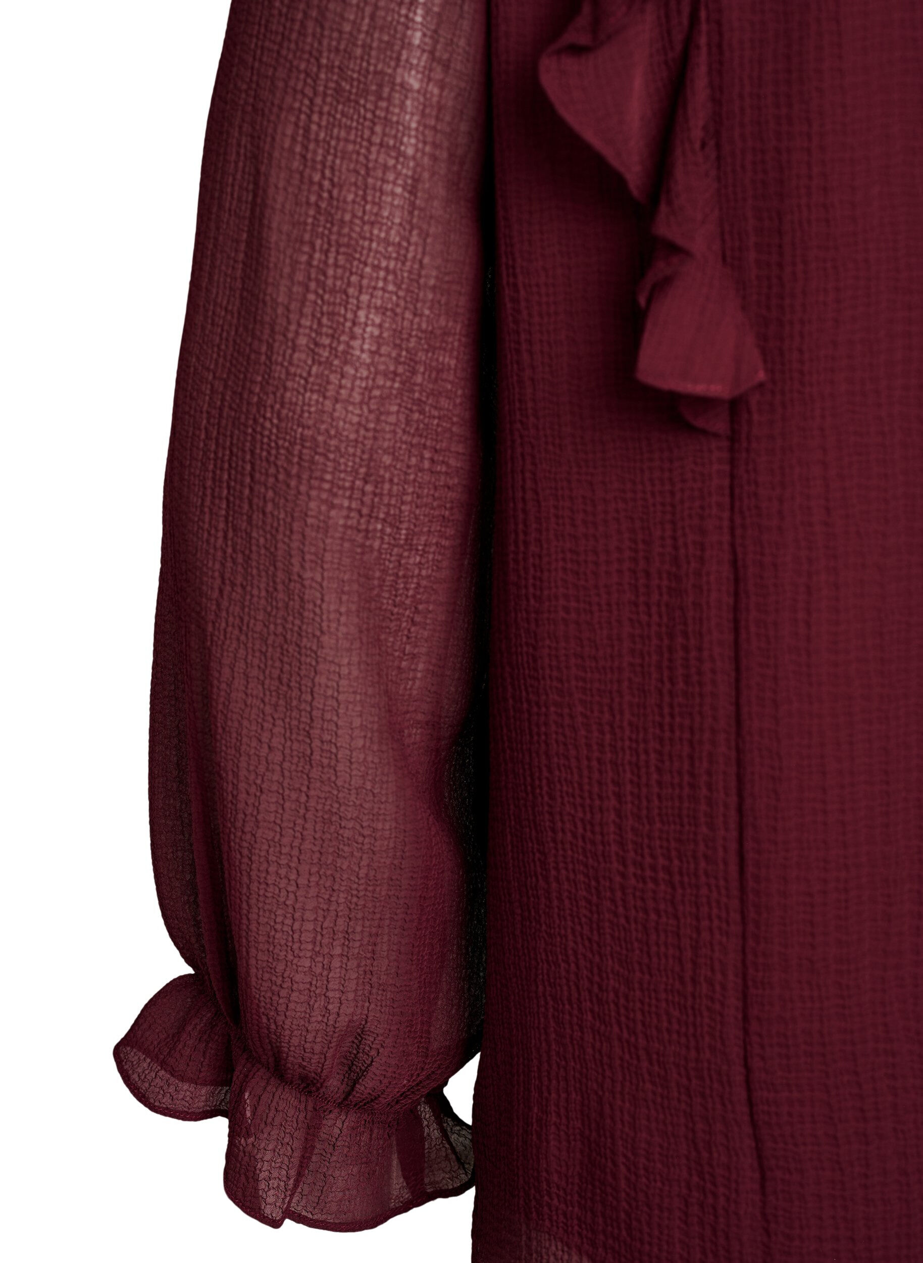 ZizziSkir blus med volanger och knytning, R&ouml;d, Packshot image number 3