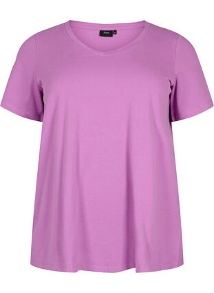 Enfärgad t-shirt i bomull, Iris Orchid, Packshot image number 0