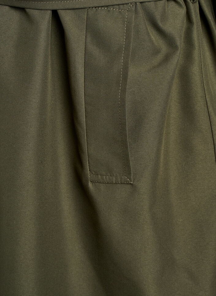 Lång trenchcoat med broderi, Grön, Packshot image number 3