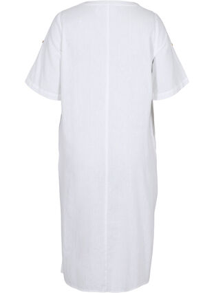 Lång skjortklänning med korta ärmar, White, Packshot image number 1