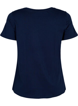Bomulls t-shirt med ton-i-ton-tryck, Navy Blazer, Packshot image number 1