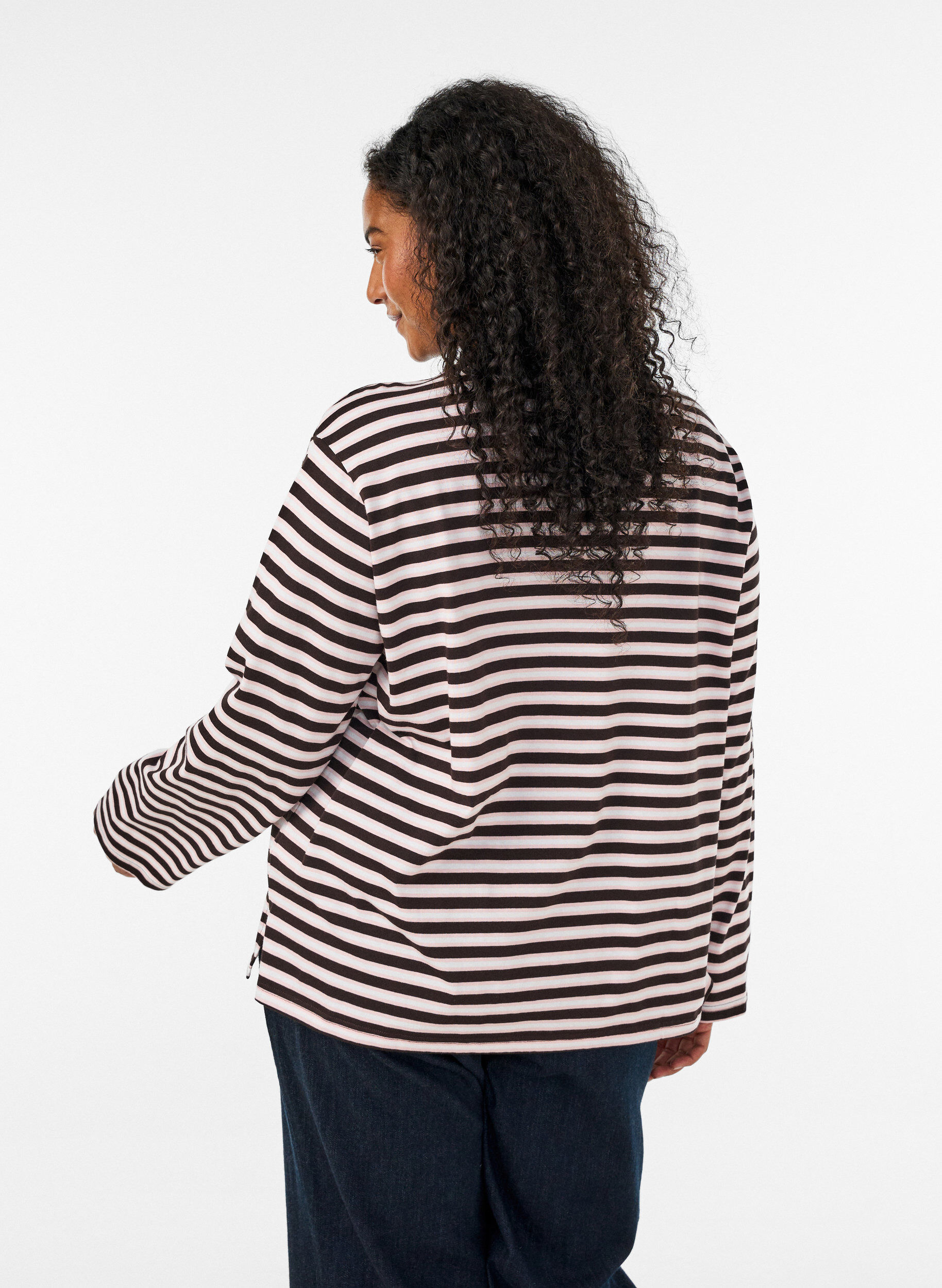 ZizziBas-t-shirt med l&aring;nga &auml;rmar, Rosa, Model image number 2