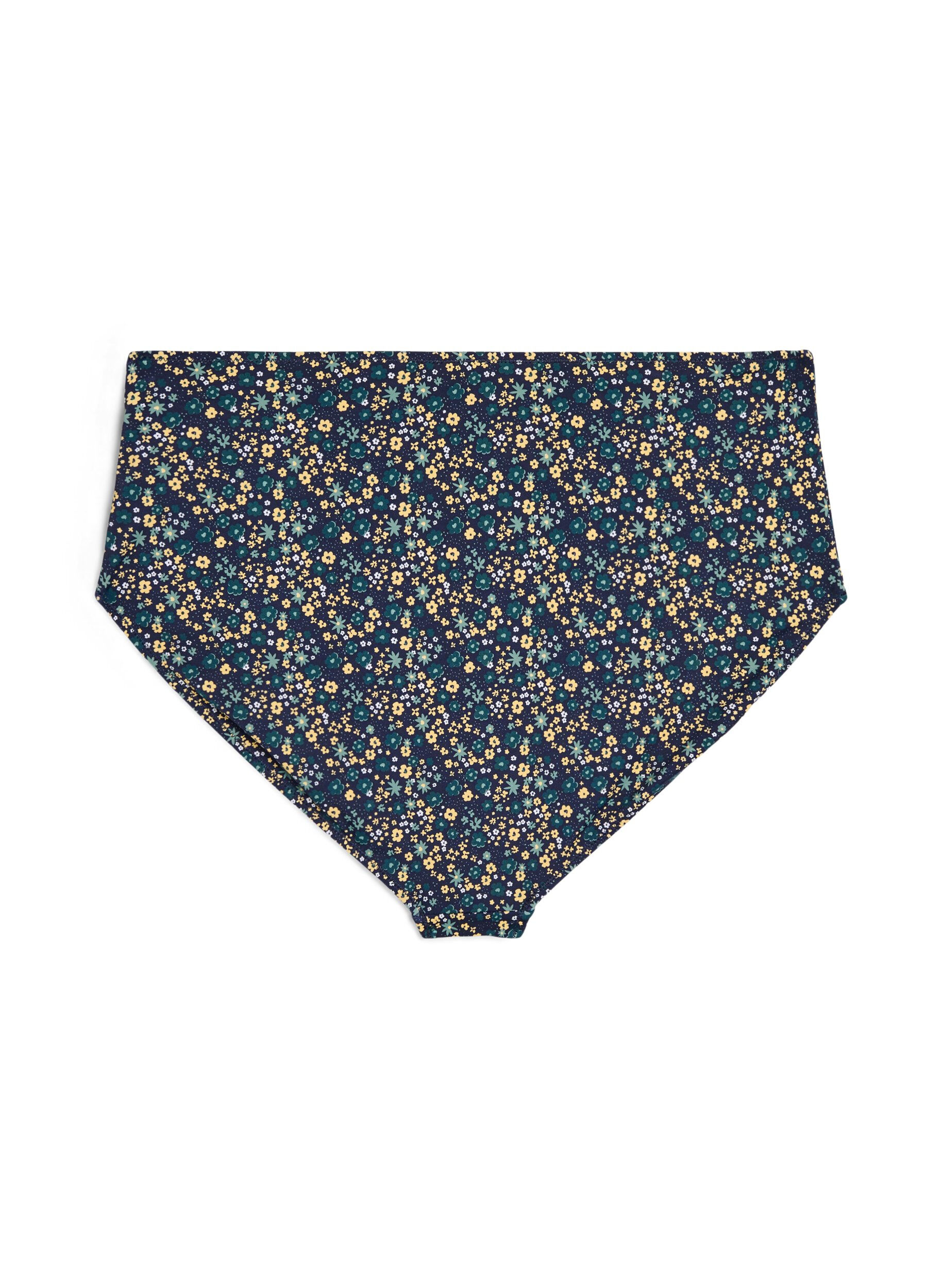 Zizzi Bikinitrosa med m&ouml;nster och h&ouml;g midja, Gr&ouml;n, Packshot image number 1