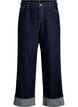 Jeans i bred passform med breda uppvik och kontrasts&ouml;mmar, Bl&aring;, Packshot image number 0