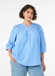Blus med smock och 3/4-&auml;rmar, Bl&aring;, Model image number 0