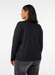 Blus i jersey med diagonal volang, Svart, Model image number 2