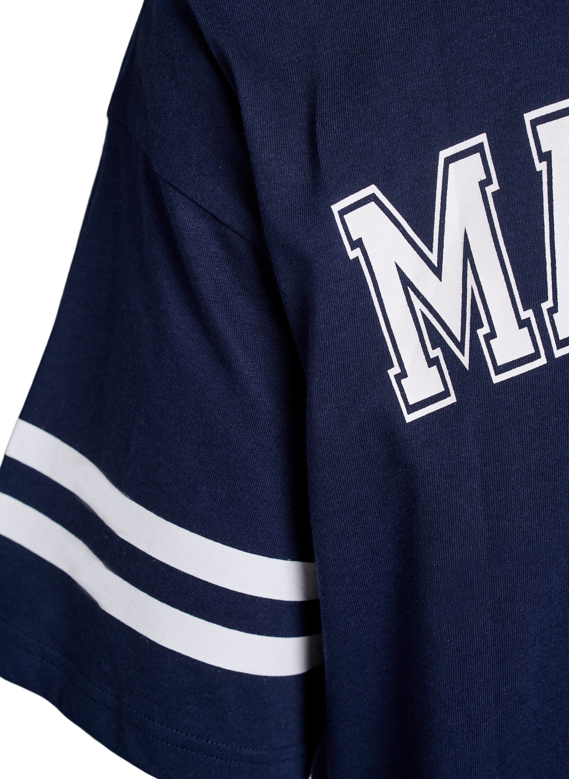 Zizzi Kort t-shirtkl&auml;nning med sportiga detaljer, Bl&aring;, Packshot image number 4