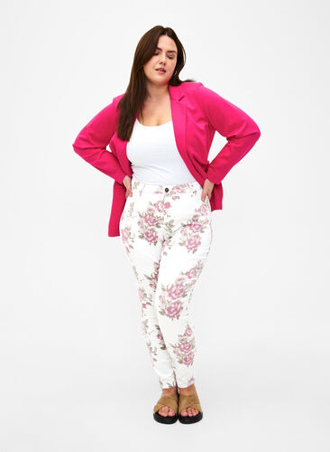 Supersmala Amy jeans med blomtryck, White R.AOP, Model image number 0