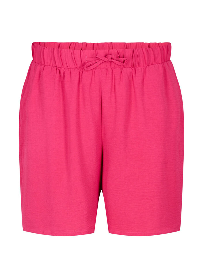 Shorts med fickor och resår i midjan, Rosa, Packshot image number 0