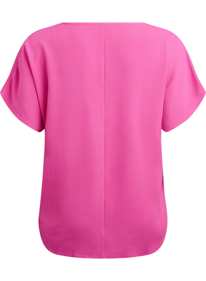 Blus med korta &auml;rmar och rund halsringning, Rosa, Packshot image number 1