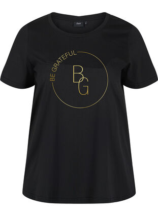 T-shirt med tryck, Black BG, Packshot image number 0
