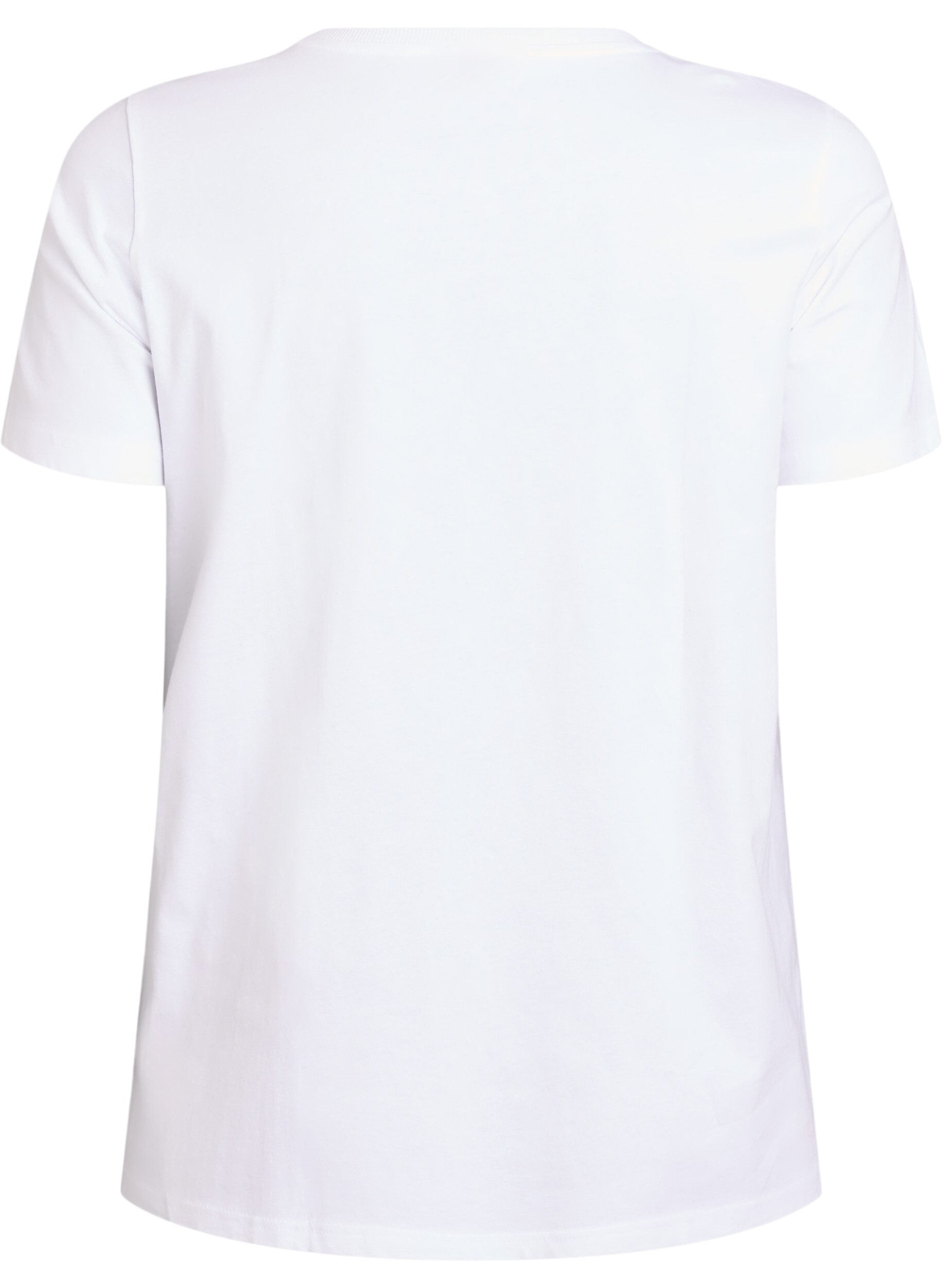 Zizzi T-shirt i bomull med tryck framtill, Vit, Packshot image number 1