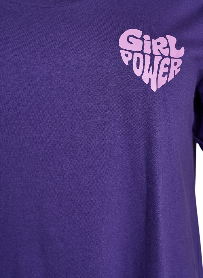 Kort&auml;rmat nattlinne i ekologisk bomull, Lila, Packshot image number 2