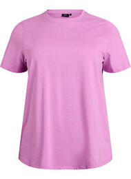 Enkel t-shirt i bomull med rund halsringning, Lila