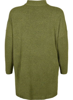 Melange stickad tröja med slits, W. Moss/Black Mel., Packshot image number 1