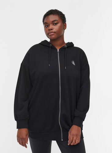 Sweatshirt med huva och tryck, Black Move, Model image number 0