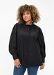 Viskosshirt blus med ruffles, Black, Model image number 0
