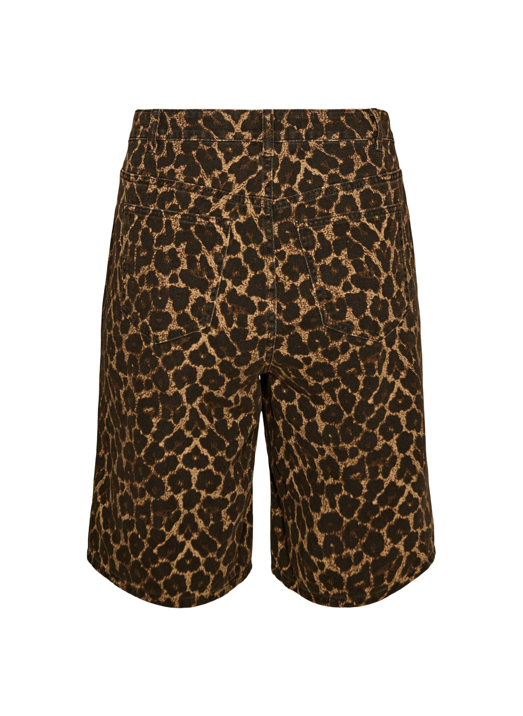 ZizziLeopardm&ouml;nstrade jeansshorts i bermuda-modell, Brun, Packshot image number 1