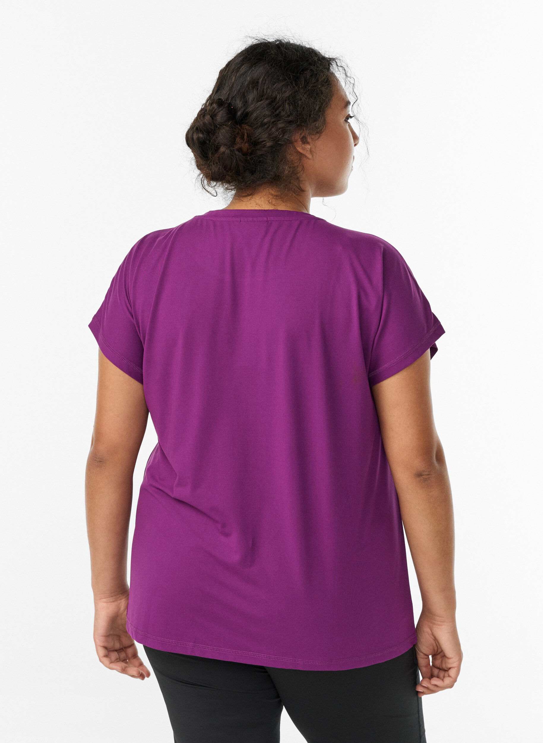 ZizziEnf&auml;rgad tr&auml;nings-T-shirt, Lila, Model image number 2