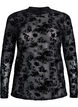 Blus i mesh med blommigt m&ouml;nster, Svart, Packshot image number 0