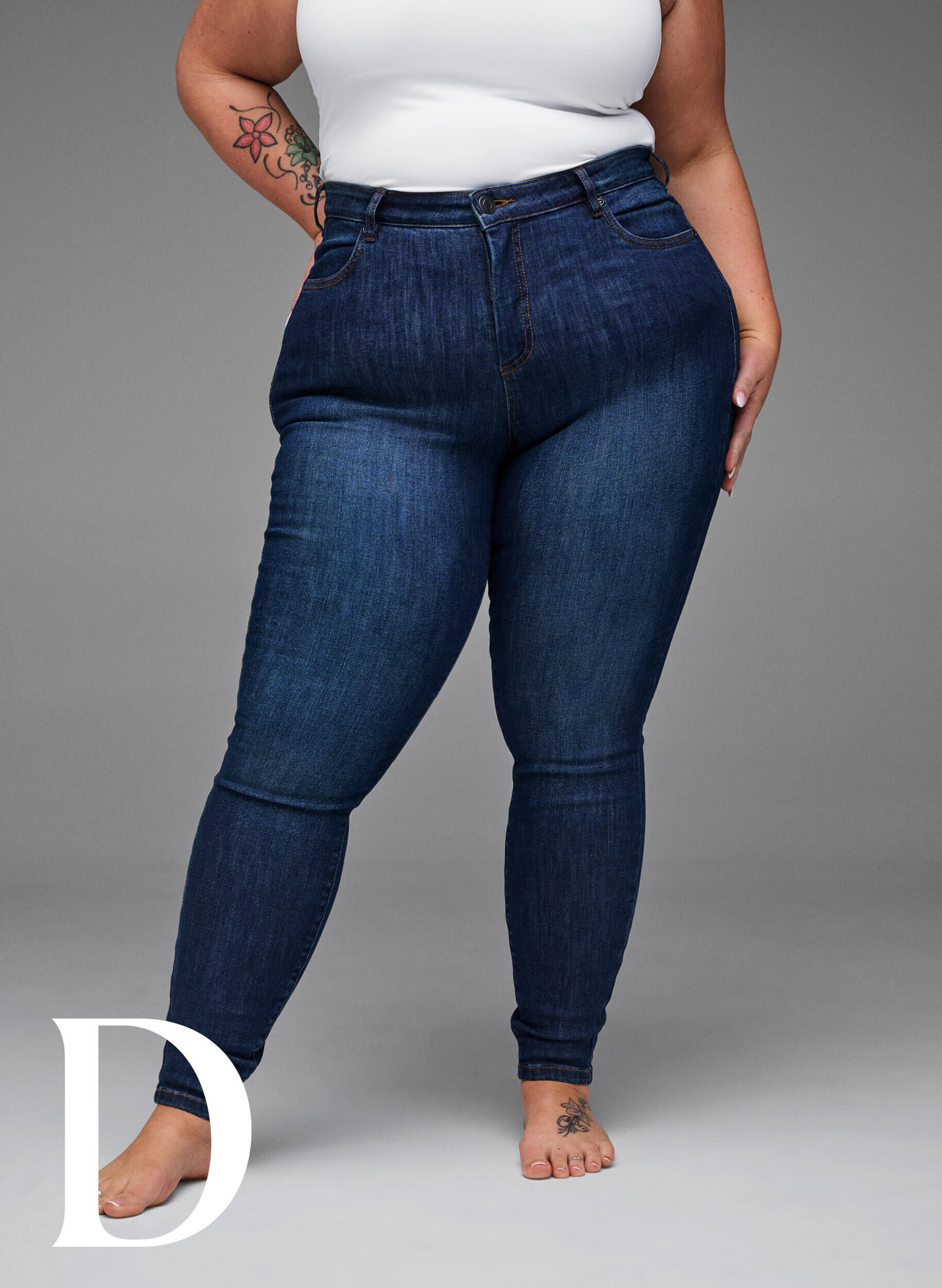 Zizzi Mycket &aring;tsittande jeans med h&ouml;g midja, Dark Blue, Model image number 8