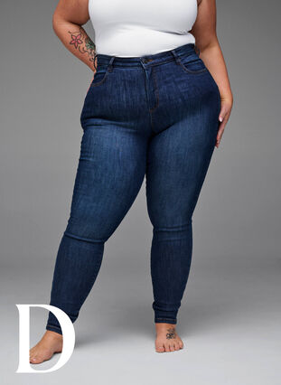Mycket åtsittande jeans med hög midja, Dark Blue, Model image number 8