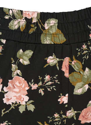 Blommiga pyjamasbyxor i bomull, Black w. Flower, Packshot image number 2