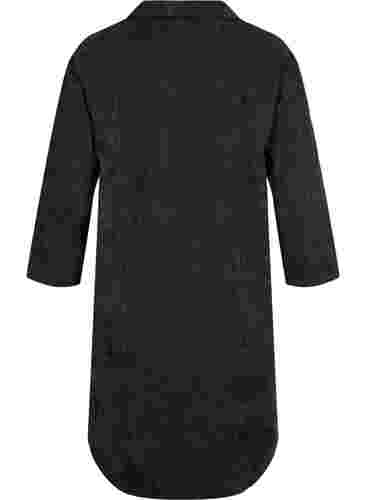 Sammetsklänning med 3/4 ärmar och knappar, Black, Packshot image number 1