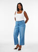 Croppade Kiana-jeans med rak passform och knappdetaljer, Bl&aring;, Model image number 0