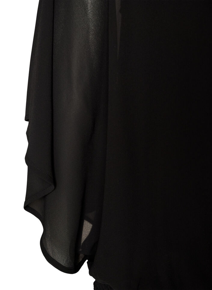 Blus i chiffong med ballongeffekt, Svart, Packshot image number 3