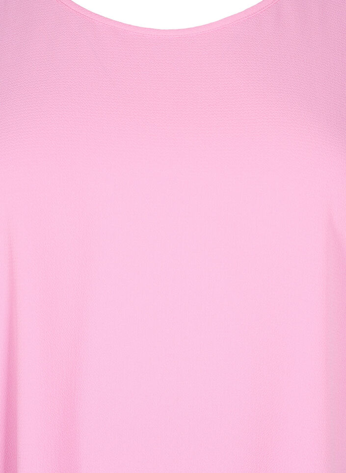 Blus med korta &auml;rmar och rund halsringning, Rosa, Packshot image number 2
