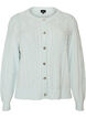 Kabelstickad cardigan med dekorativa knappar, Bl&aring;, Packshot image number 0