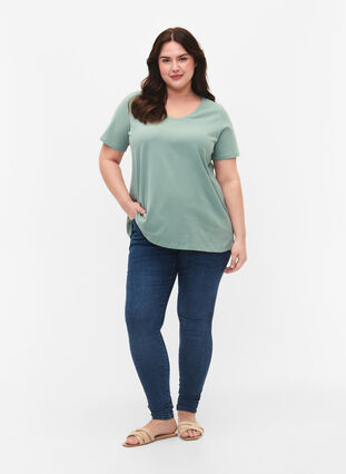 Enfärgad t-shirt i bomull, Chinois Green, Model image number 2