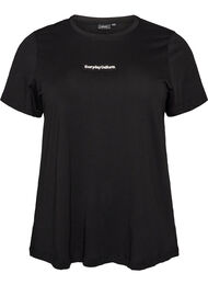 T-shirt i bomull med textm&auml;rke, Svart