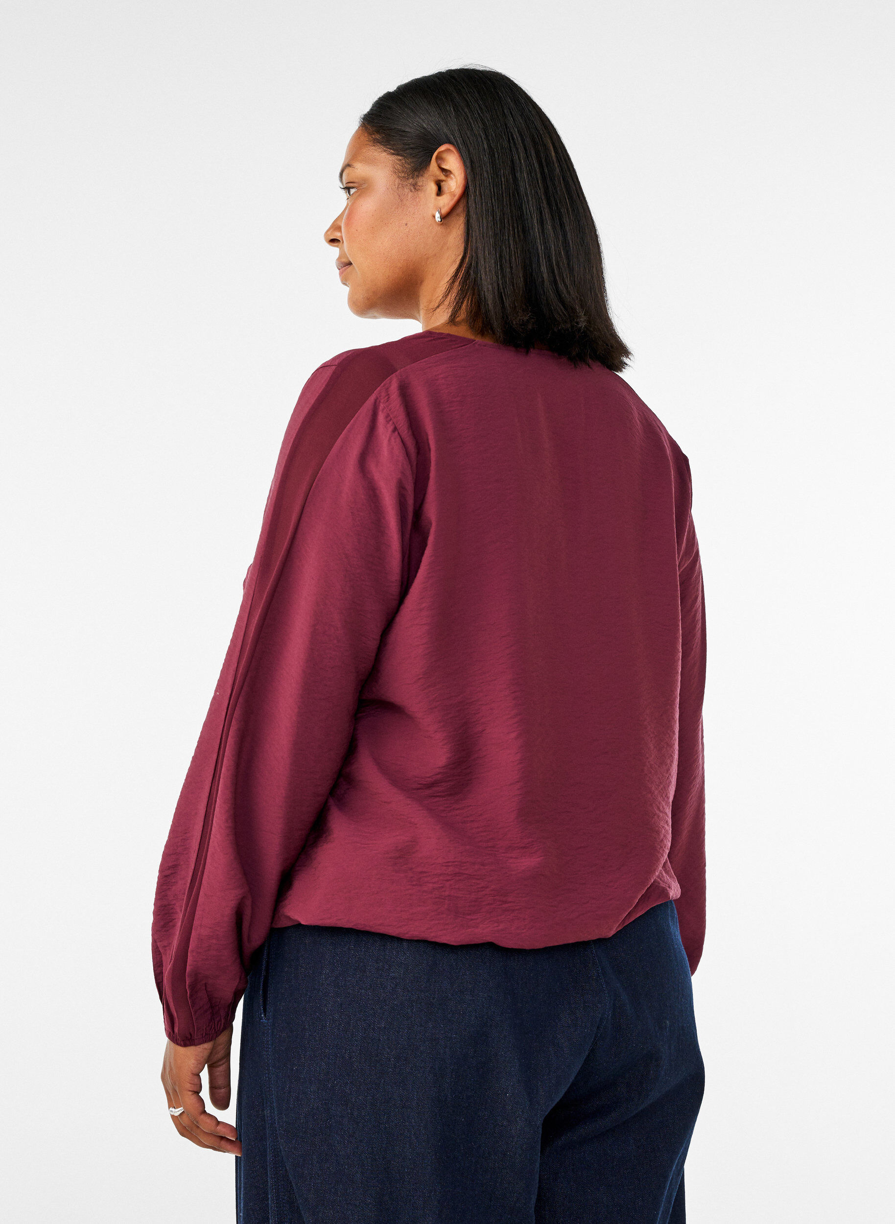 ZizziBlus med ballongeffekt och chiffongdetaljer, R&ouml;d, Model image number 2