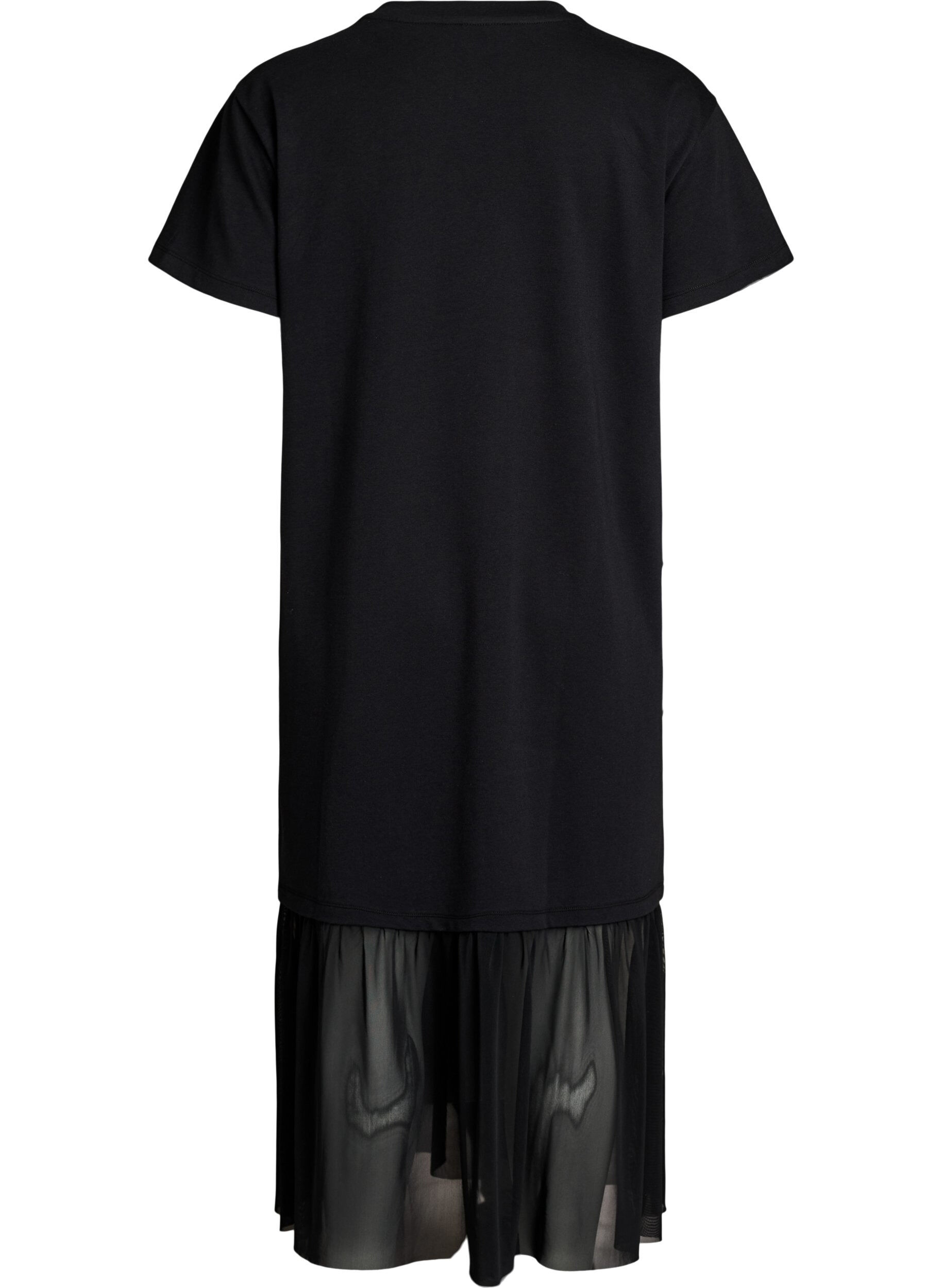 ZizziT-shirtkl&auml;nning med en genomskinlig meshkant, Svart, Packshot image number 1