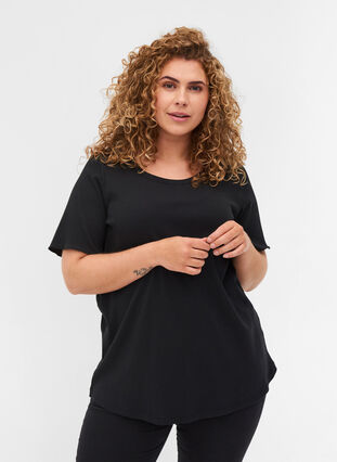 Ribbad t-shirt, Black, Model image number 0