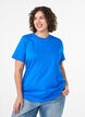 Enkel t-shirt i bomull med rund halsringning, Bl&aring;, Model image number 0