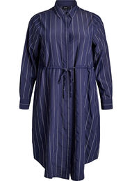 L&aring;ng kritstrecksrandig skjorta med knytsk&auml;rp, Bl&aring;