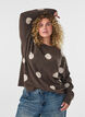 Stickad blus med prickigt m&ouml;nster, Brun, Model image number 0