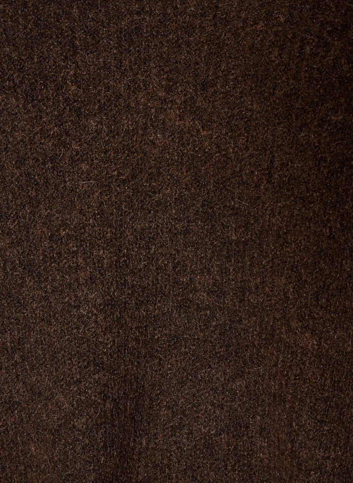 Stickad blus med v-ringning och raglan&auml;rmar, Brun, Packshot image number 2