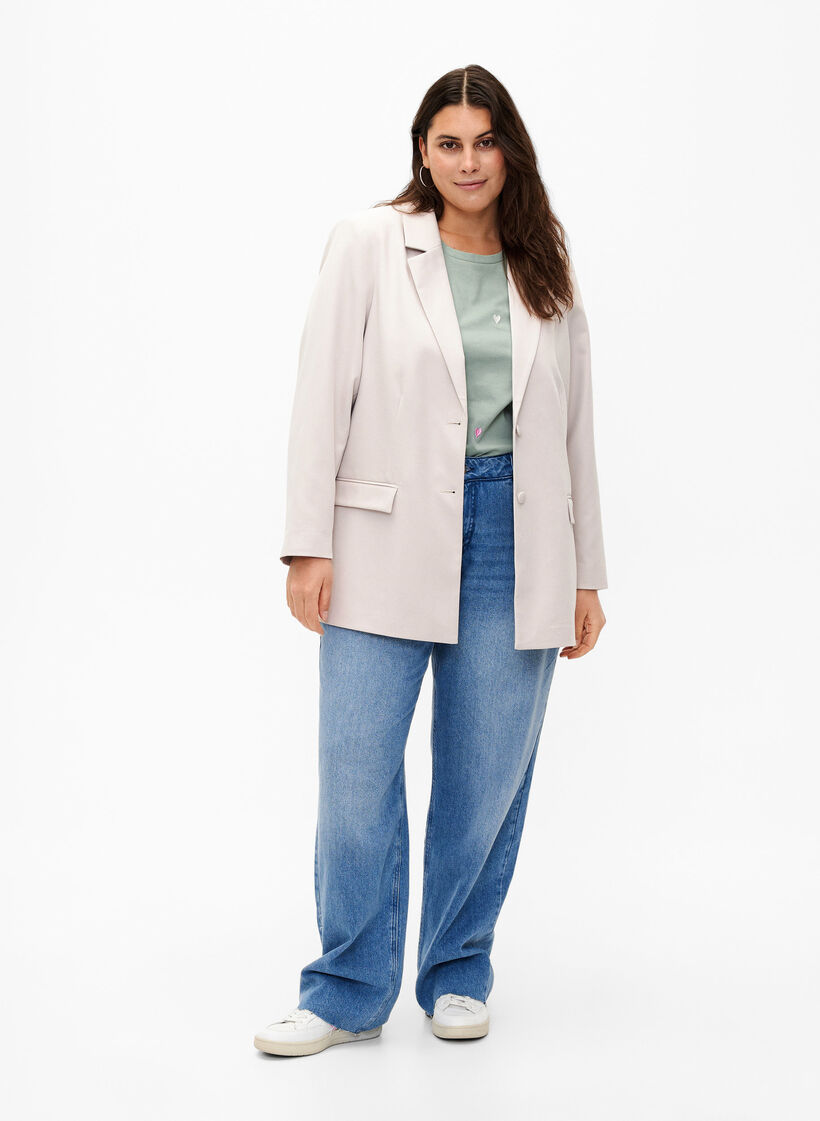 Klassisk kavaj med knappstängning, Pumice Stone, Model image number 2