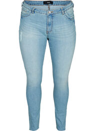 Extra slim Sanna jeans med slitning, Light blue denim