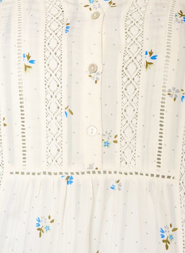 Blus med tryck och halvkorta &auml;rmar, Vanilla, Packshot image number 2