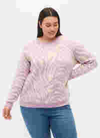 Stickad tröja med mönster, Lavender  Mel Comb., Model