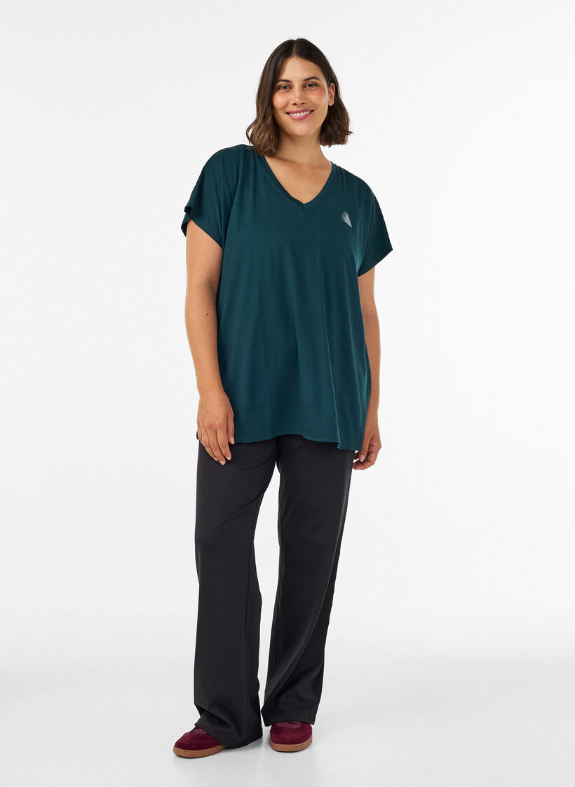 L&ouml;s tr&auml;ningst-shirt med v-ringning, Gr&ouml;n, Model image number 1