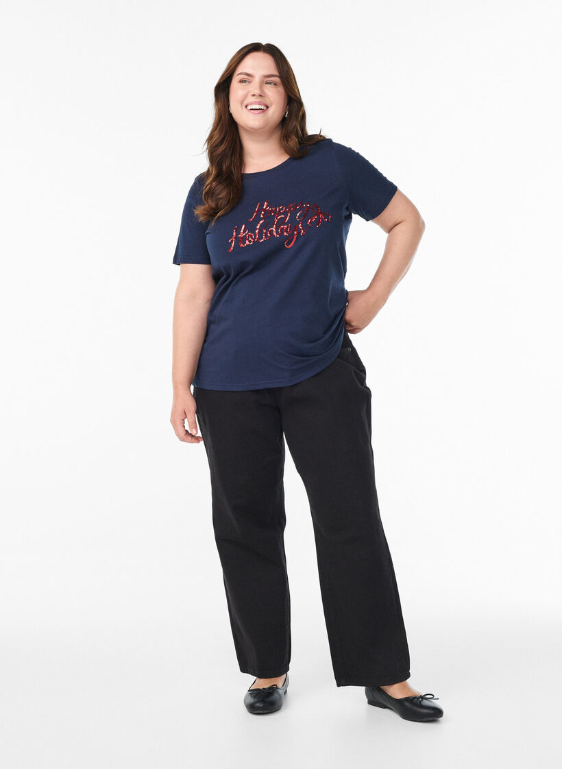 Jul-t-shirt i ekologisk bomull, Bl&aring;, Model image number 1