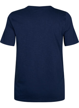 Kortärmad enkel t-shirt med v-ringning, Navy Blazer, Packshot image number 1